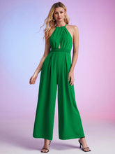 Load image into Gallery viewer, Cut Out Front Zip Back Halter Jumpsuit
