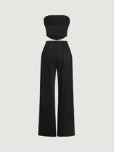 Load image into Gallery viewer, Solid Crop Tube Top &amp; Drawstring Waist Pants

