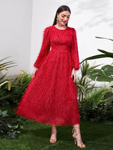 Load image into Gallery viewer, Lantern Sleeve Fuzzy Dress Without Belt
