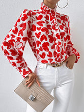 Load image into Gallery viewer, Heart Print Frill Trim Button Front Shirt
