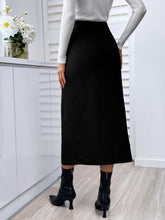 Load image into Gallery viewer, High Waist Button Front Split Thigh Skirt
