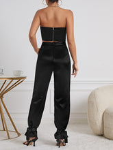 Load image into Gallery viewer, Strapless Exaggerated Ruffle Top &amp; Knot Hem Pants
