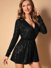 Load image into Gallery viewer, Surplice Neck Sequin Romper
