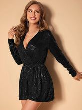 Load image into Gallery viewer, Surplice Neck Sequin Romper
