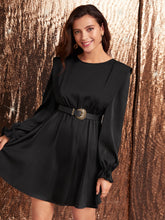 Load image into Gallery viewer, Solid Keyhole Back Flounce Sleeve Dress Without Belt
