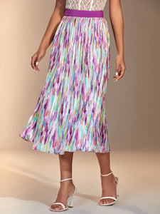 Allover Print Pleated Skirt