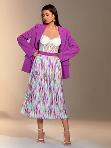 Allover Print Pleated Skirt