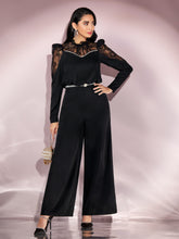 Load image into Gallery viewer, Contrast Lace Ruffle Trim Wide Leg Jumpsuit Without Belt

