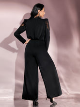 Load image into Gallery viewer, Contrast Lace Ruffle Trim Wide Leg Jumpsuit Without Belt

