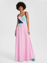 Load image into Gallery viewer, Colorblock Tied Backless Cami Dress
