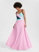 Load image into Gallery viewer, Colorblock Tied Backless Cami Dress
