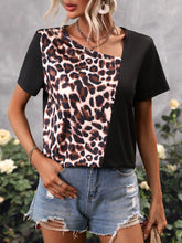 Load image into Gallery viewer, Leopard Print Asymmetrical Neck Tee
