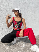 Load image into Gallery viewer, Eagle &amp; Letter Graphic Crop Tank Top &amp; Two Tone Sweatpants
