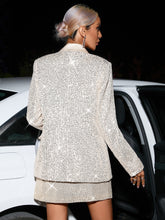 Load image into Gallery viewer, Lapel Neck Sequin Open Front Blazer
