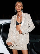 Load image into Gallery viewer, Lapel Neck Sequin Open Front Blazer
