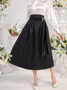 High Waist Buckled Detail Skirt