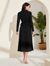 Load image into Gallery viewer, Ombre Lapel Neck Belted Dress
