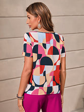 Load image into Gallery viewer, Geo Print Round Neck Blouse
