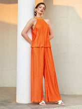 Load image into Gallery viewer, Solid Halter Top &amp; Wide Leg Pants Set
