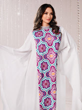 Load image into Gallery viewer, Floral Print Contrast Sequin Neck Cloak Sleeve Dress
