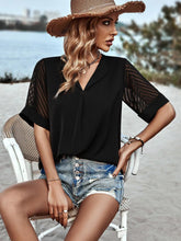 Load image into Gallery viewer, Solid Contrast Mesh Blouse
