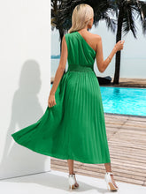Load image into Gallery viewer, Solid One Shoulder Pleated Hem A-line Dress
