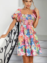 Load image into Gallery viewer, Allover Floral Print Puff Sleeve Ruffle Hem Dress
