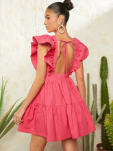 Load image into Gallery viewer, Tie Backless Ruffle Trim Dress

