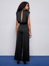 Load image into Gallery viewer, Solid Split Back Wide Leg Jumpsuit With Belt
