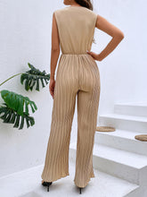 Load image into Gallery viewer, Surplice Neck Pleated Wide Leg Jumpsuit Without Belt

