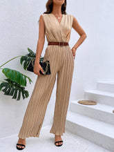 Load image into Gallery viewer, Surplice Neck Pleated Wide Leg Jumpsuit Without Belt

