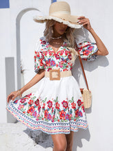 Load image into Gallery viewer, Floral Print Puff Sleeve Dress Without Belt
