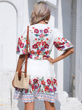 Load image into Gallery viewer, Floral Print Puff Sleeve Dress Without Belt
