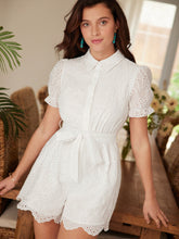 Load image into Gallery viewer, Puff Sleeve Belted Schiffy Romper
