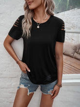 Load image into Gallery viewer, Solid Cut Out Detail Crew Neck Tee

