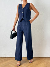 Load image into Gallery viewer, Striped Print Vest Blazer &amp; Pants
