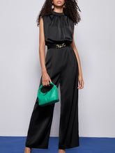 Load image into Gallery viewer, Solid Split Back Wide Leg Jumpsuit With Belt
