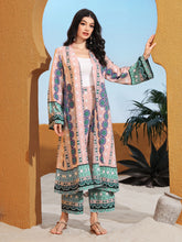 Load image into Gallery viewer, Floral Print Open Front Coat &amp; Wide Leg Pants
