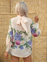 Load image into Gallery viewer, Floral Print Mock Neck Raglan Sleeve Blouse
