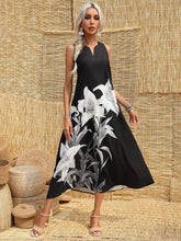 Load image into Gallery viewer, Floral Print Notched Neckline Dress
