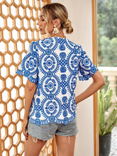 Load image into Gallery viewer, Embroidery Notched Neckline Blouse
