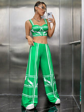 Load image into Gallery viewer, Letter Graphic Crop Wide Straps Top &amp; Wide Leg Pants
