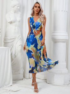 Allover Print Ruched Front Dress