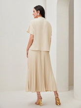 Load image into Gallery viewer, Draped Front Batwing Sleeve Top &amp; Pleated Skirt
