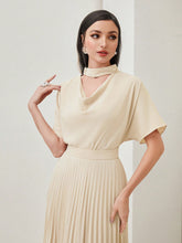 Load image into Gallery viewer, Draped Front Batwing Sleeve Top &amp; Pleated Skirt
