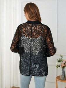 Shawl Collar Open Front Lace Coat Without Cami Top
