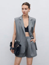 Load image into Gallery viewer, Single Button Vest Blazer &amp; Shorts Without Cami Top
