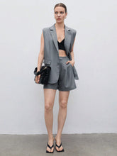 Load image into Gallery viewer, Single Button Vest Blazer &amp; Shorts Without Cami Top
