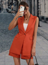 Load image into Gallery viewer, Lapel Neck Single Button Vest Blazer &amp; Shorts
