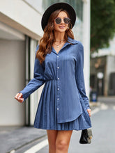 Load image into Gallery viewer, Pleated Hem Button Front Shirt Dress
